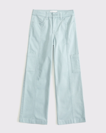 girls high rise wide leg cargo pants | girls bottoms | Abercrombie.com