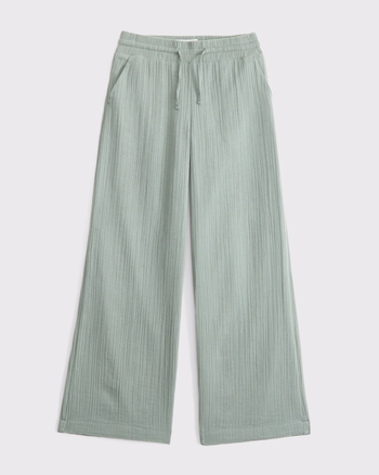 girls high rise ultra wide leg gauzy pants | girls bottoms