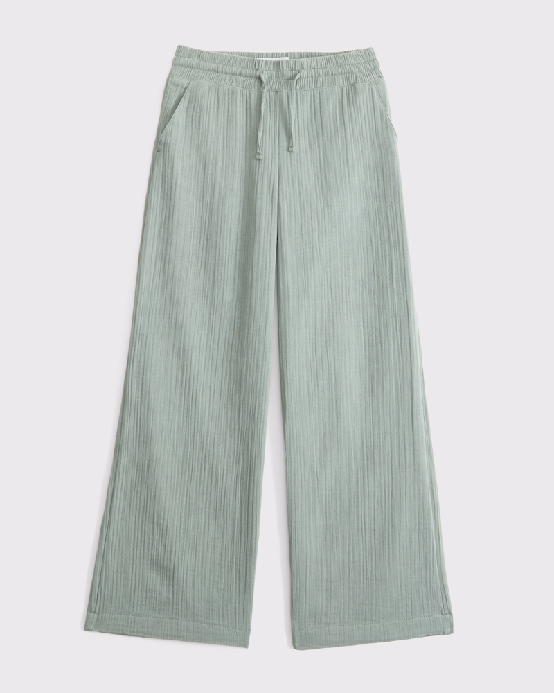 baggy poplin pull-on pants