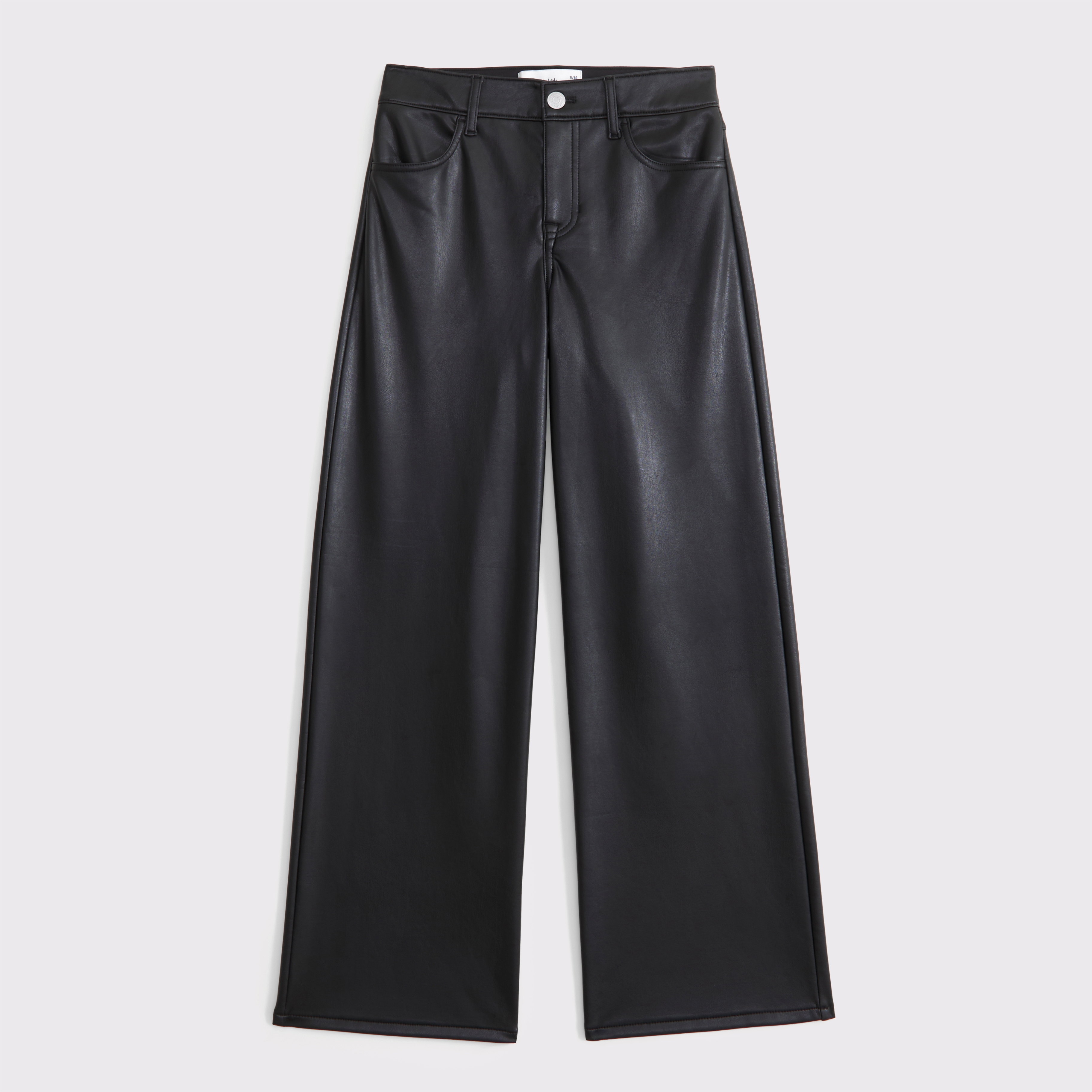 Abercrombie & Fitch Kids' Vegan Leather High Rise Wide Leg Pant In Black