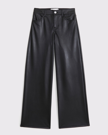 vegan leather high rise wide leg pant
