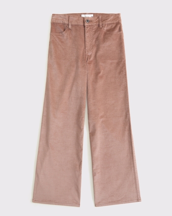 high rise velvet wide leg pants