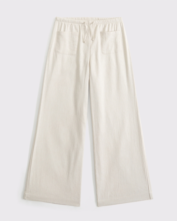 high rise ultra wide leg pull-on pants, Oatmeal view 1