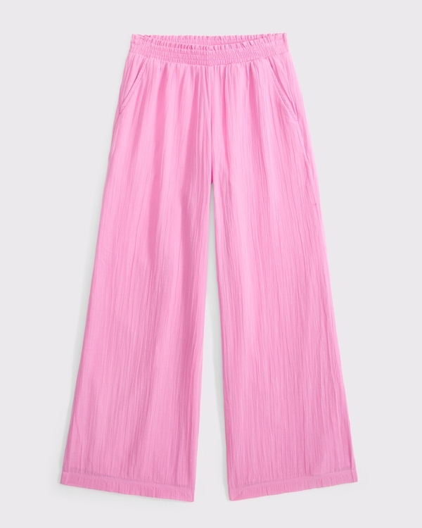 ultra wide leg gauze pants, Pink view 1