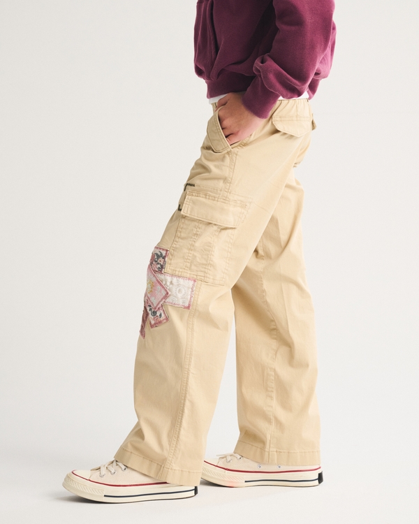 low rise baggy patchwork cargo pants