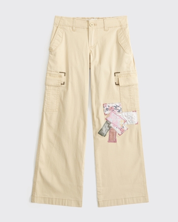 low rise baggy patchwork cargo pants