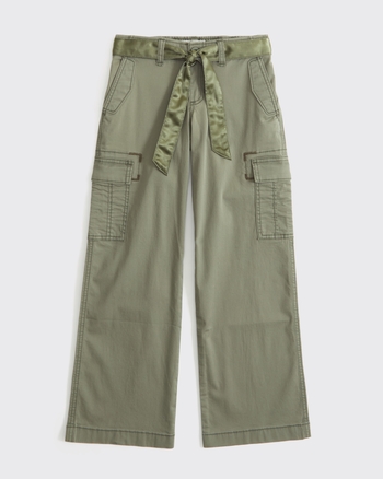 low rise baggy belted cargo pants