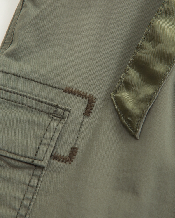 low rise baggy belted cargo pants, Natural Green view 2