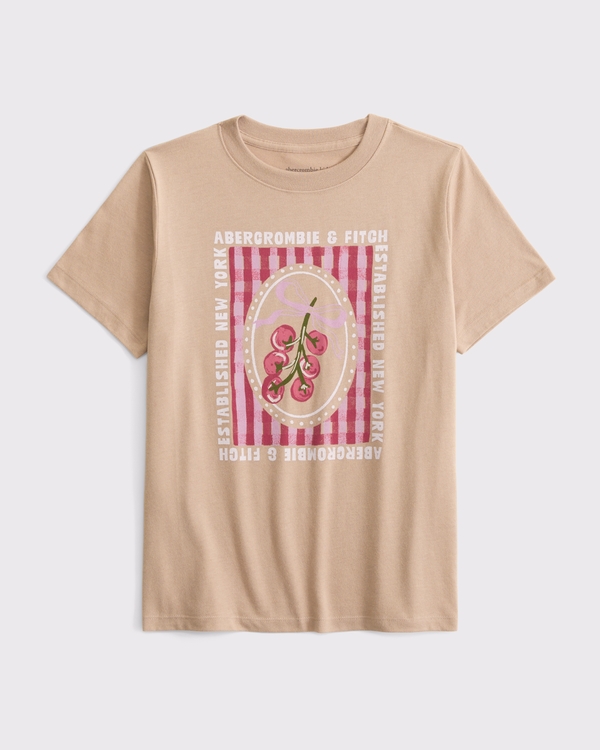 farmer's market oversized logo tee, Warm Taupe view 1