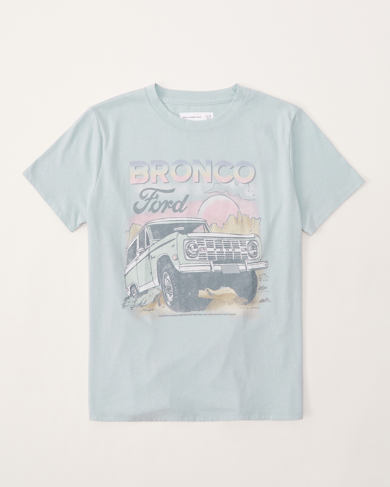 Abercrombie Fitch Shirt Women Small Gray Short Sleeve Graphic Ford Bronco  -Matic