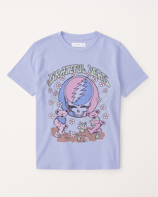 oversized grateful dead graphic tee, Light Blue