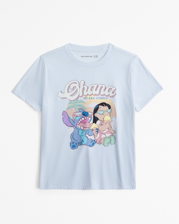 oversized lilo and stitch graphic tee, Light Blue