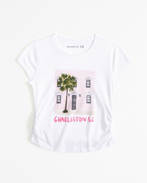 side ruched graphic tee, Charleston