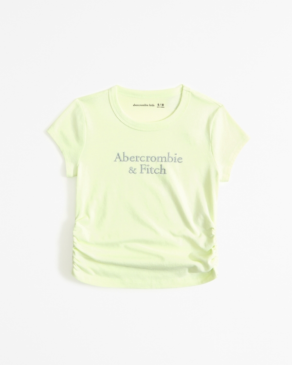 side ruched logo tee, Light Green