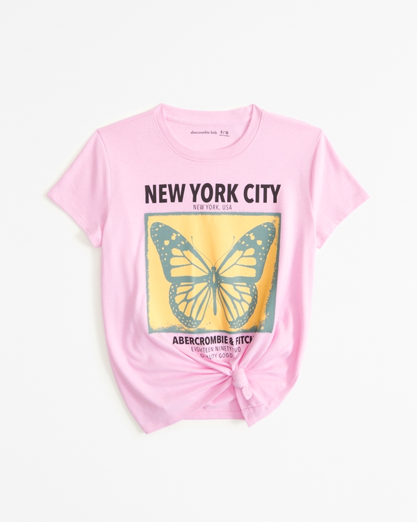 knot-front graphic logo tee, Pink