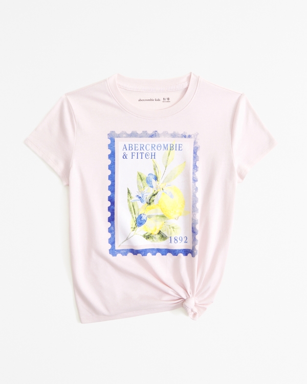 knot-front graphic logo tee, Light Pink