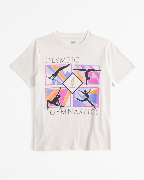 oversized olympics graphic tee, Light Brown