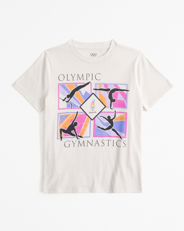 oversized olympics graphic tee, Light Brown view 1