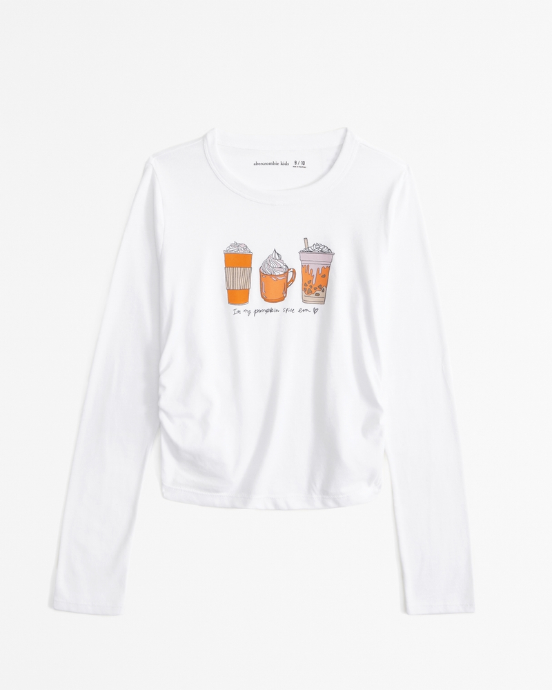 long-sleeve side ruched snack graphic tee