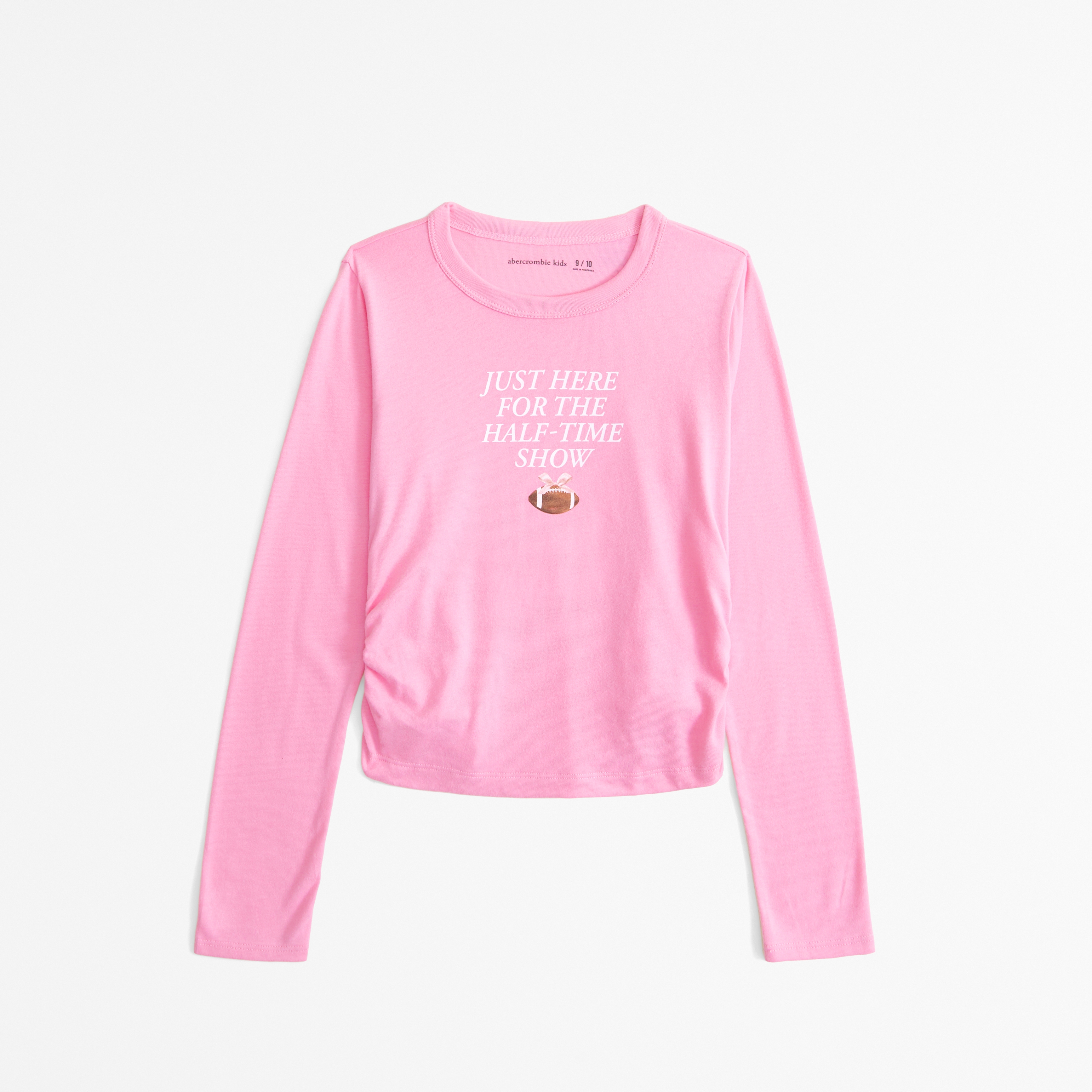 Abercrombie & Fitch Kids' Long-sleeve Side Ruched Snack Graphic Tee In White