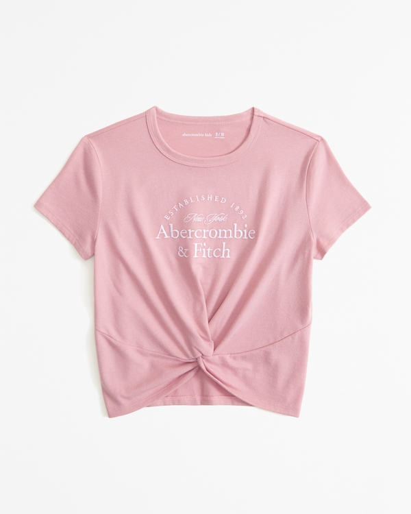 twist-front logo tee, Pink Rose