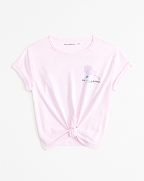 knot-front graphic logo tee, Light Pink