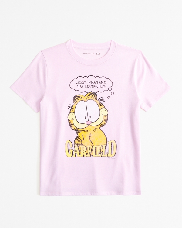 oversized garfield graphic tee, Light Pink