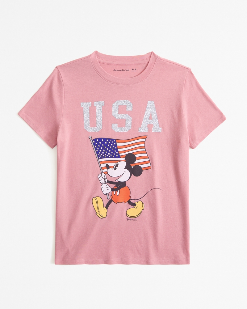 Girls Oversized Mickey Mouse Graphic Tee in Pink Size 11 12 Abercrombie Kids