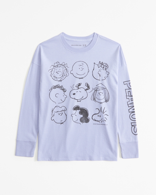 oversized long-sleeve peanuts graphic tee, Misty Lavendar