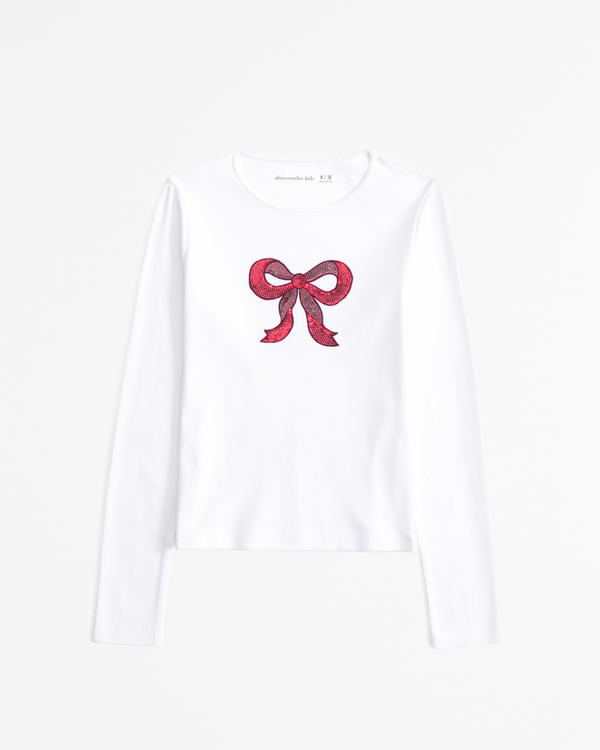 long-sleeve rib graphic tee, White