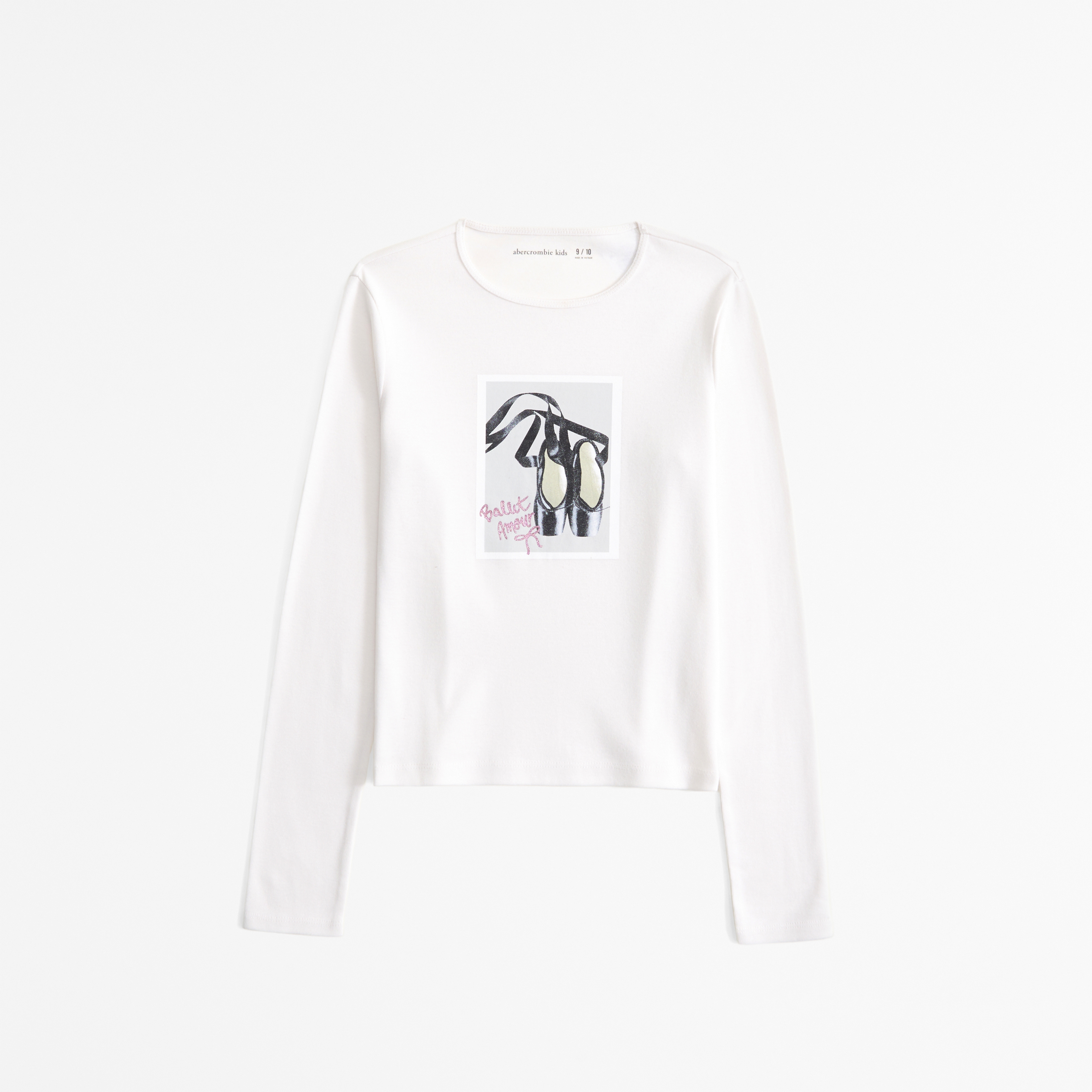 Abercrombie & Fitch Kids' Long-sleeve Rib Graphic Tee In White