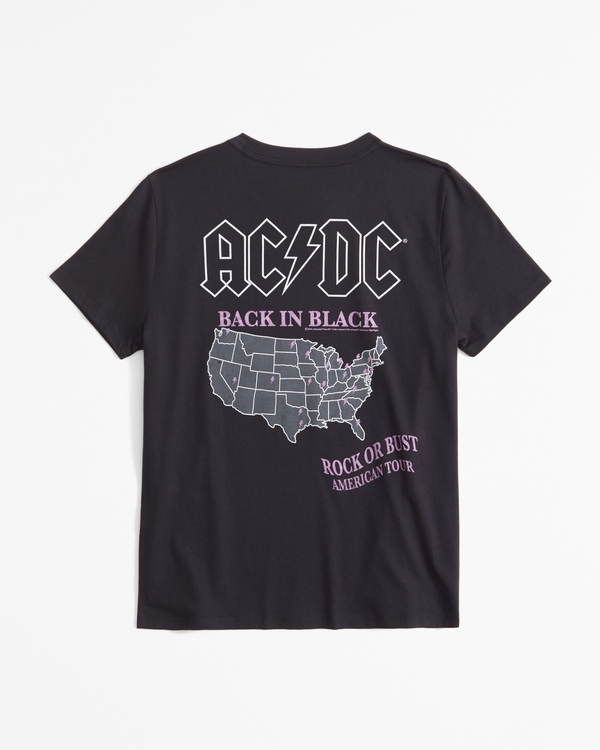 oversized ac/dc graphic tee, Dark Gray