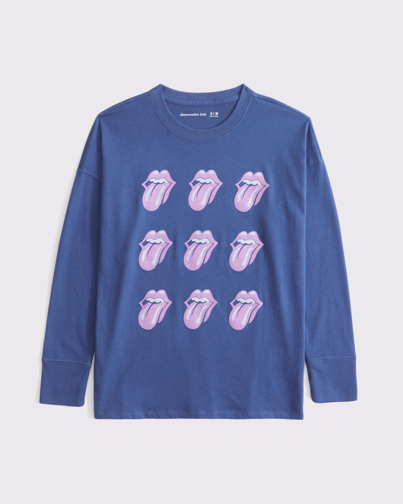 oversized long-sleeve rolling stones graphic tee