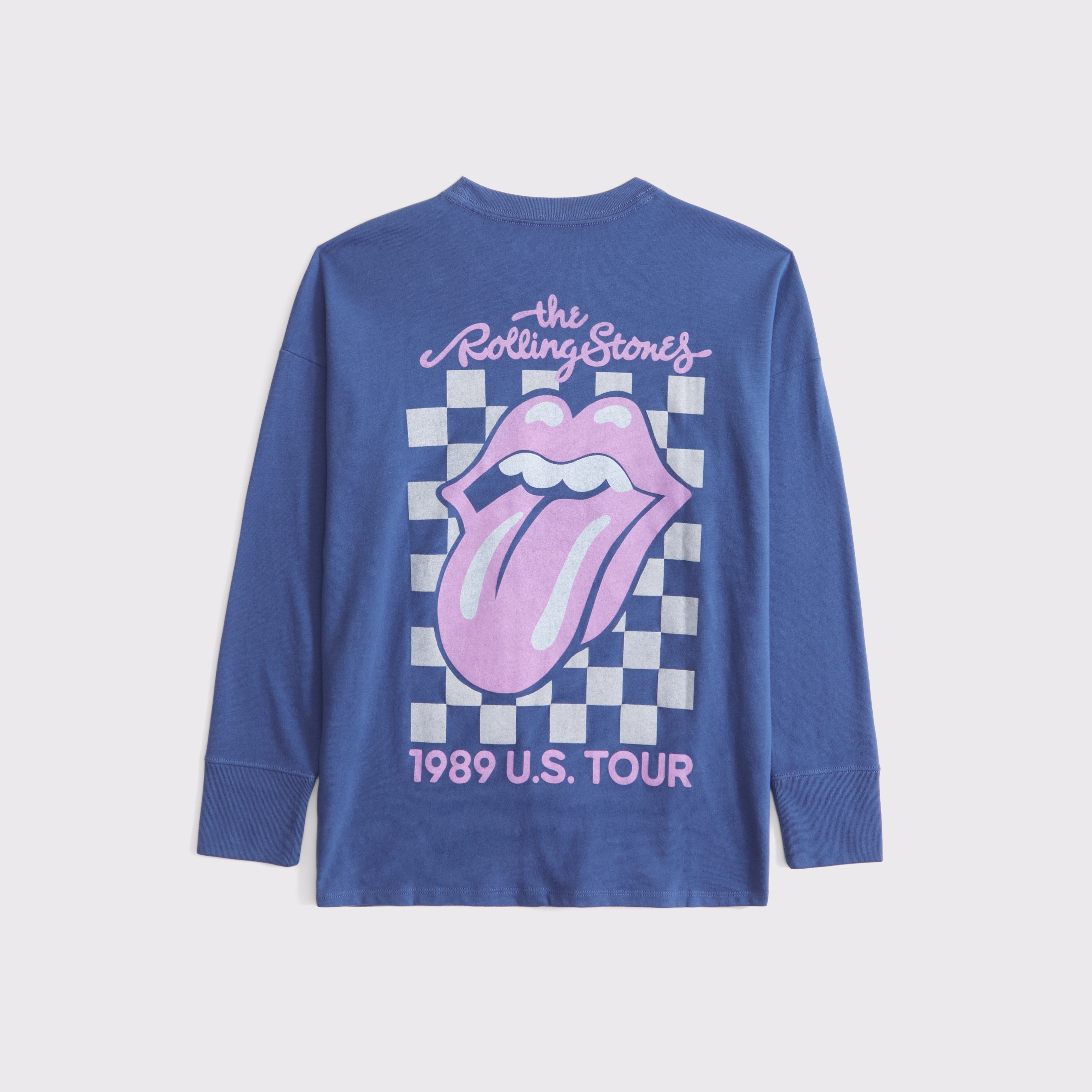 Abercrombie & Fitch Kids' Oversized Long-sleeve Rolling Stones Graphic Tee In Blue