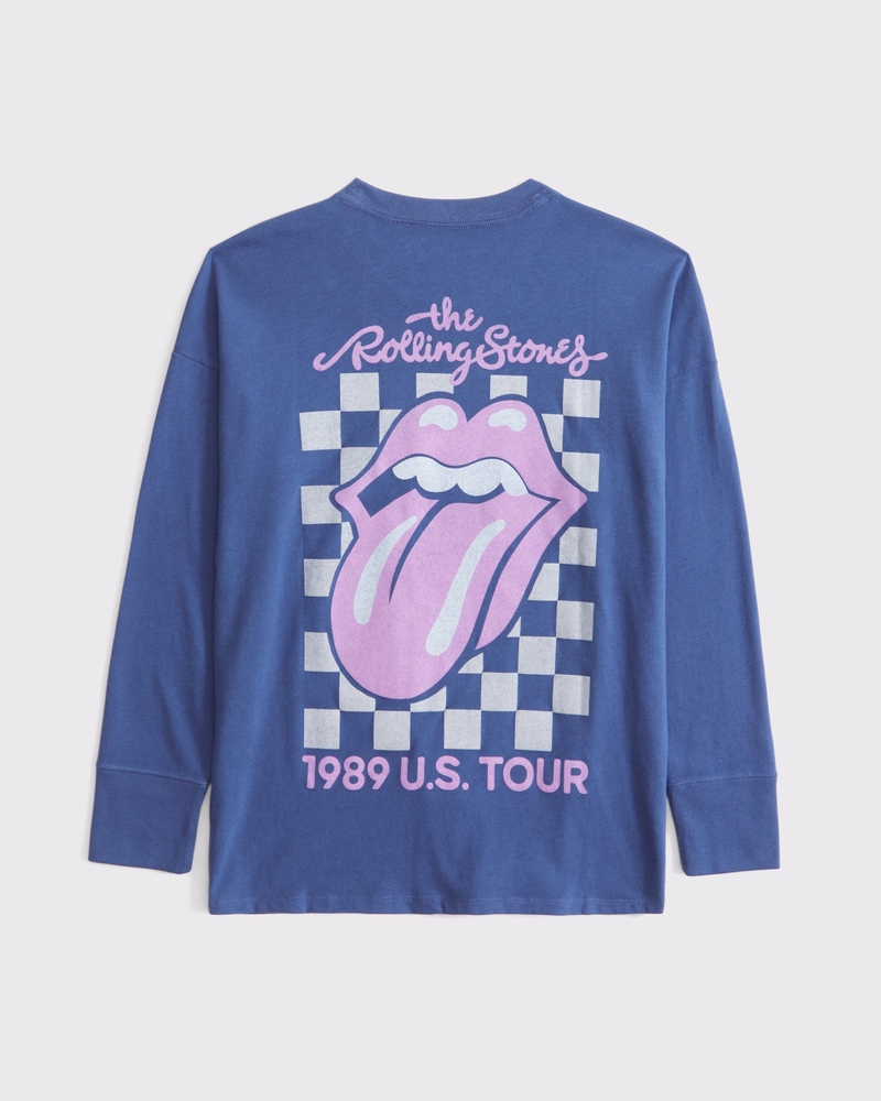 oversized long-sleeve rolling stones graphic tee