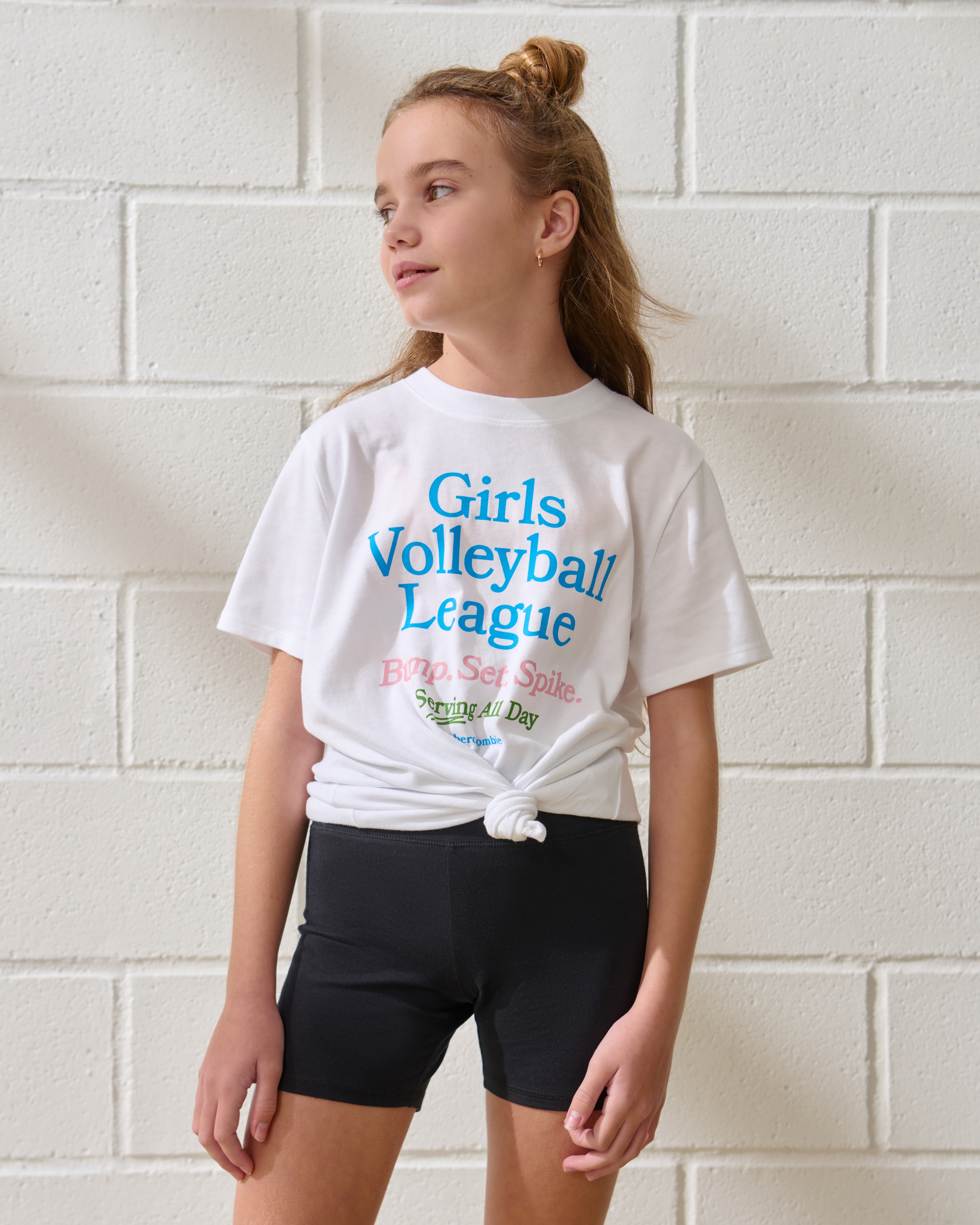 Abercrombie & Fitch Kids' Oversized Graphic Logo Tee In Pink