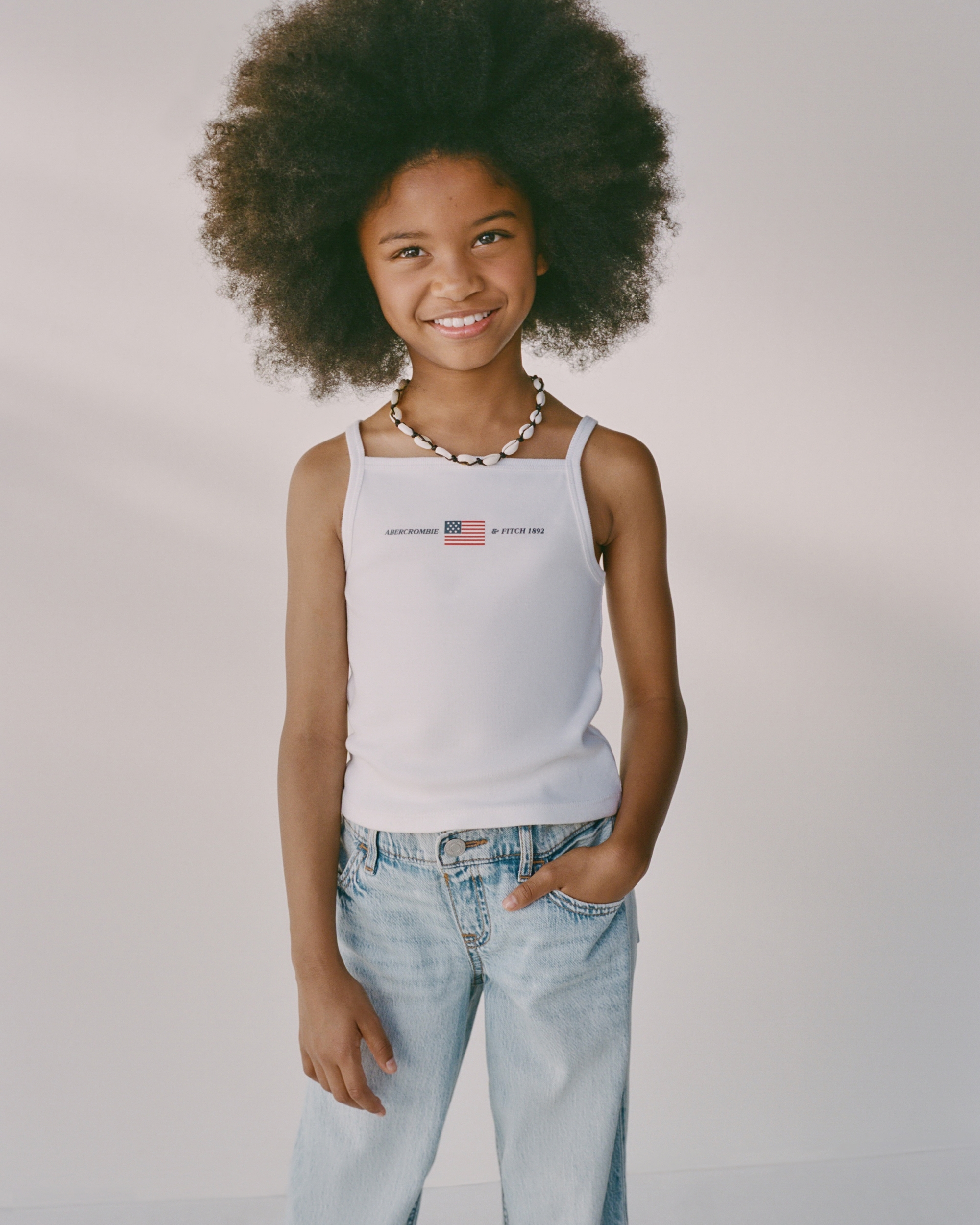 Abercrombie & Fitch Kids' Graphic Logo Apron Tank In White