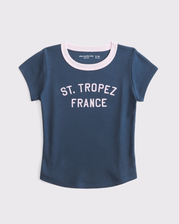 graphic baby tee, Navy Blue view 1