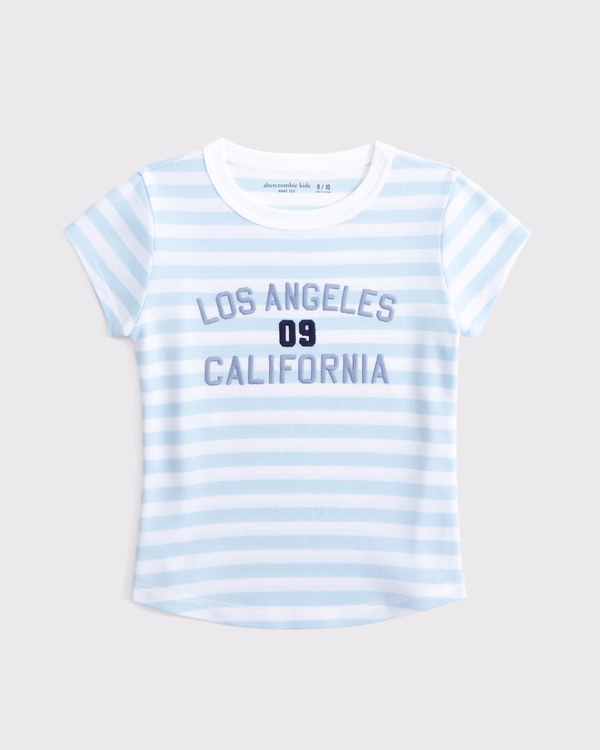 graphic baby tee, Light Blue Stripe view 1