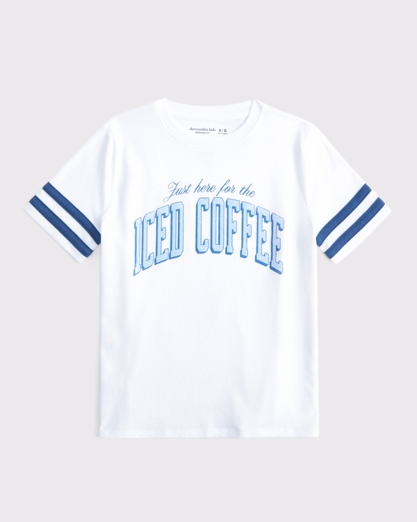 oversized sporty iced coffee graphic tee, White view 1