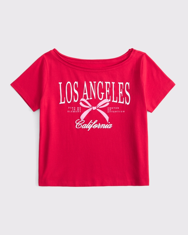 Abercrombie & Fitch, off-the-shoulder graphic tee