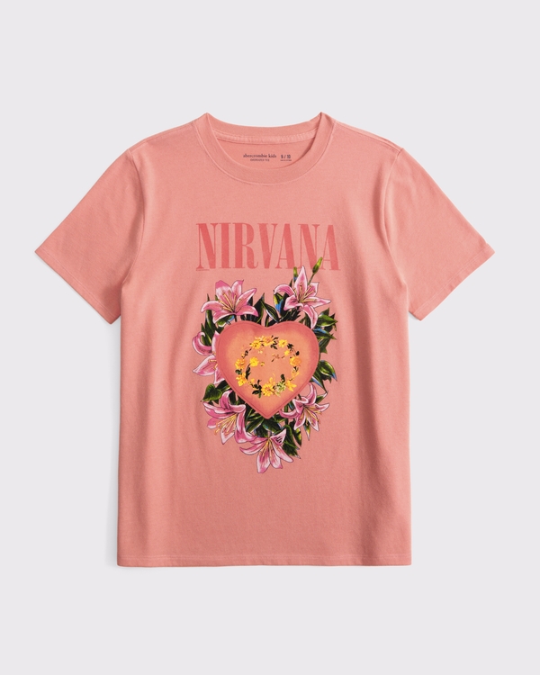 oversized nirvana graphic tee, Coral view 1