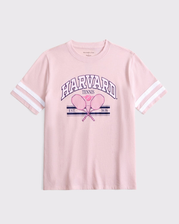 oversized harvard university graphic tee, Ballet Pink view 2