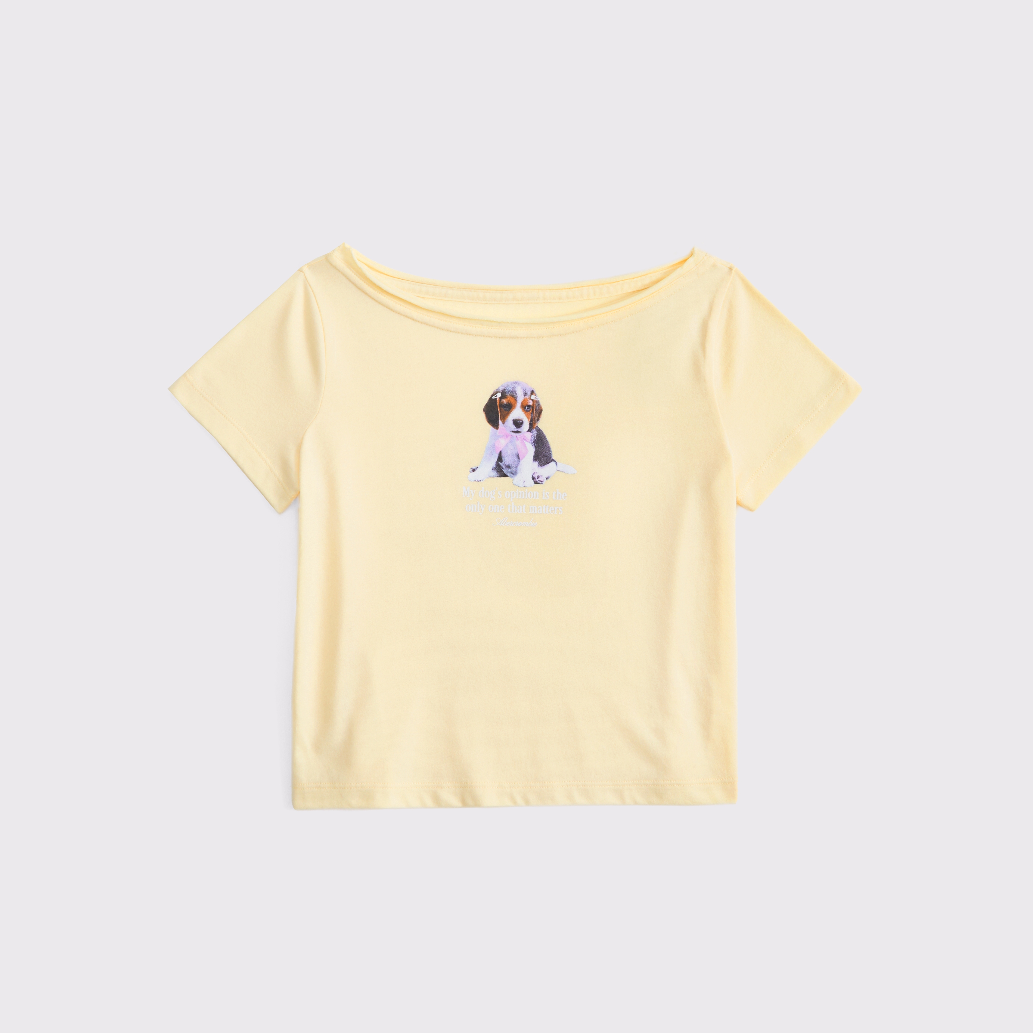 Abercrombie & Fitch Kids' Off-the-shoulder Graphic Tee In Yellow