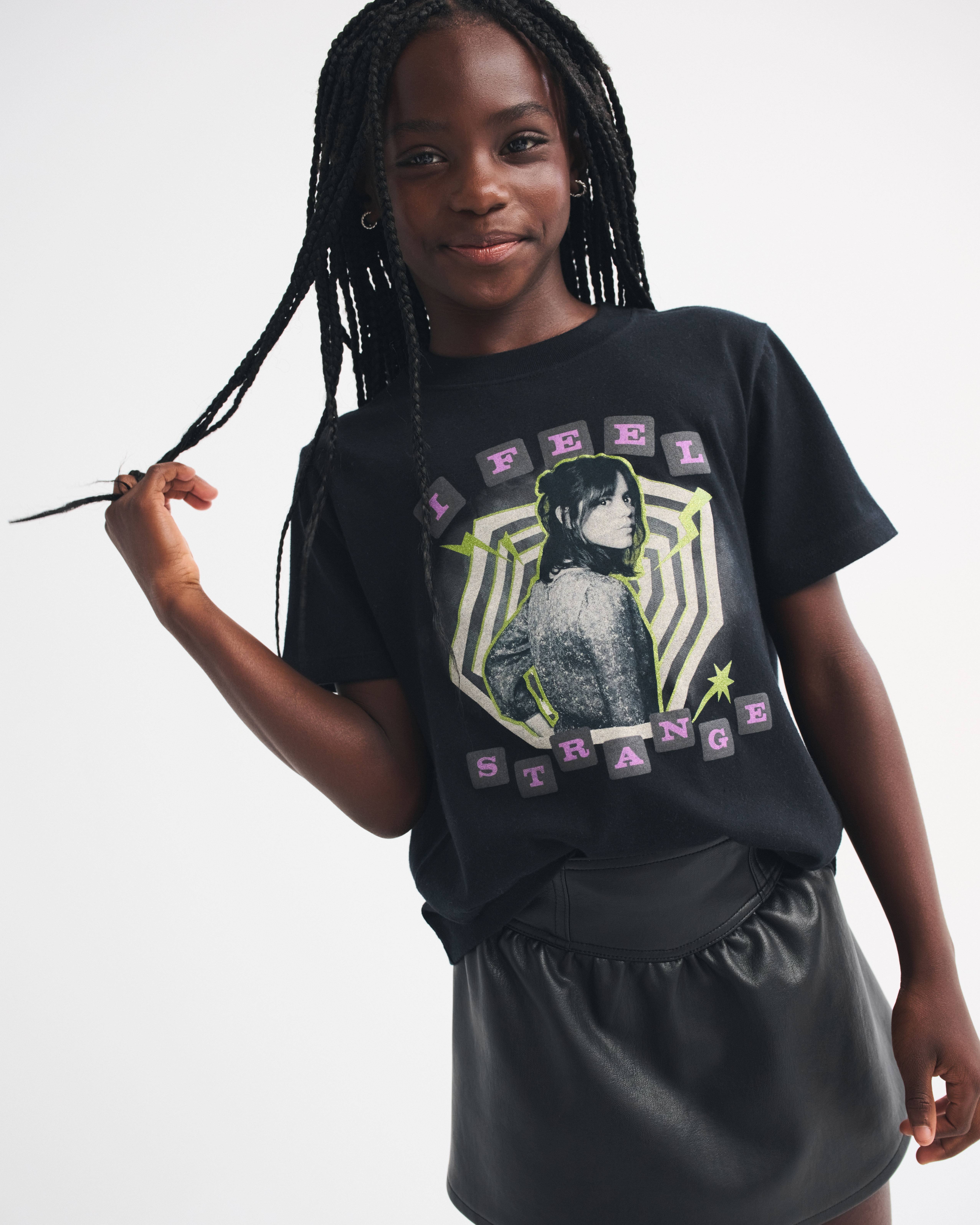 Abercrombie & Fitch Kids' Oversized Beetlejuice Graphic Tee In Black