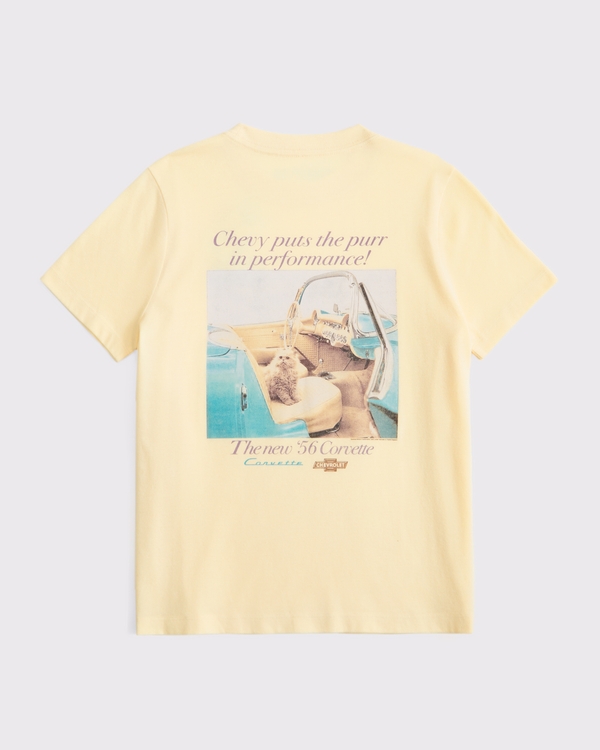 oversized chevrolet graphic tee, Pale Yellow view 1