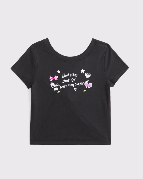 twist-back graphic tee, Dark Gray view 2