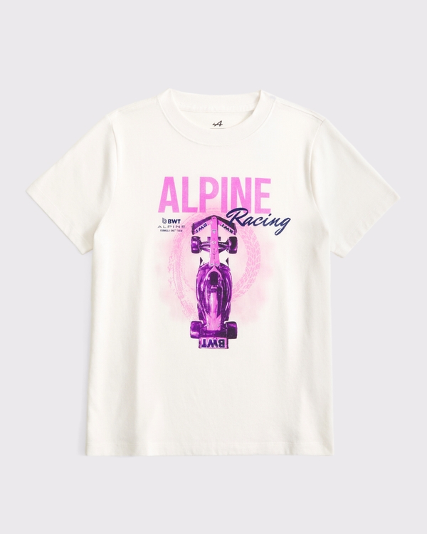 oversized alpine racing graphic tee, Cream view 1