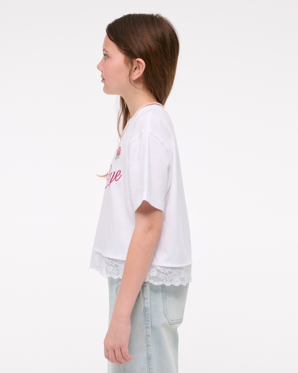 lace-trim cropped graphic tee