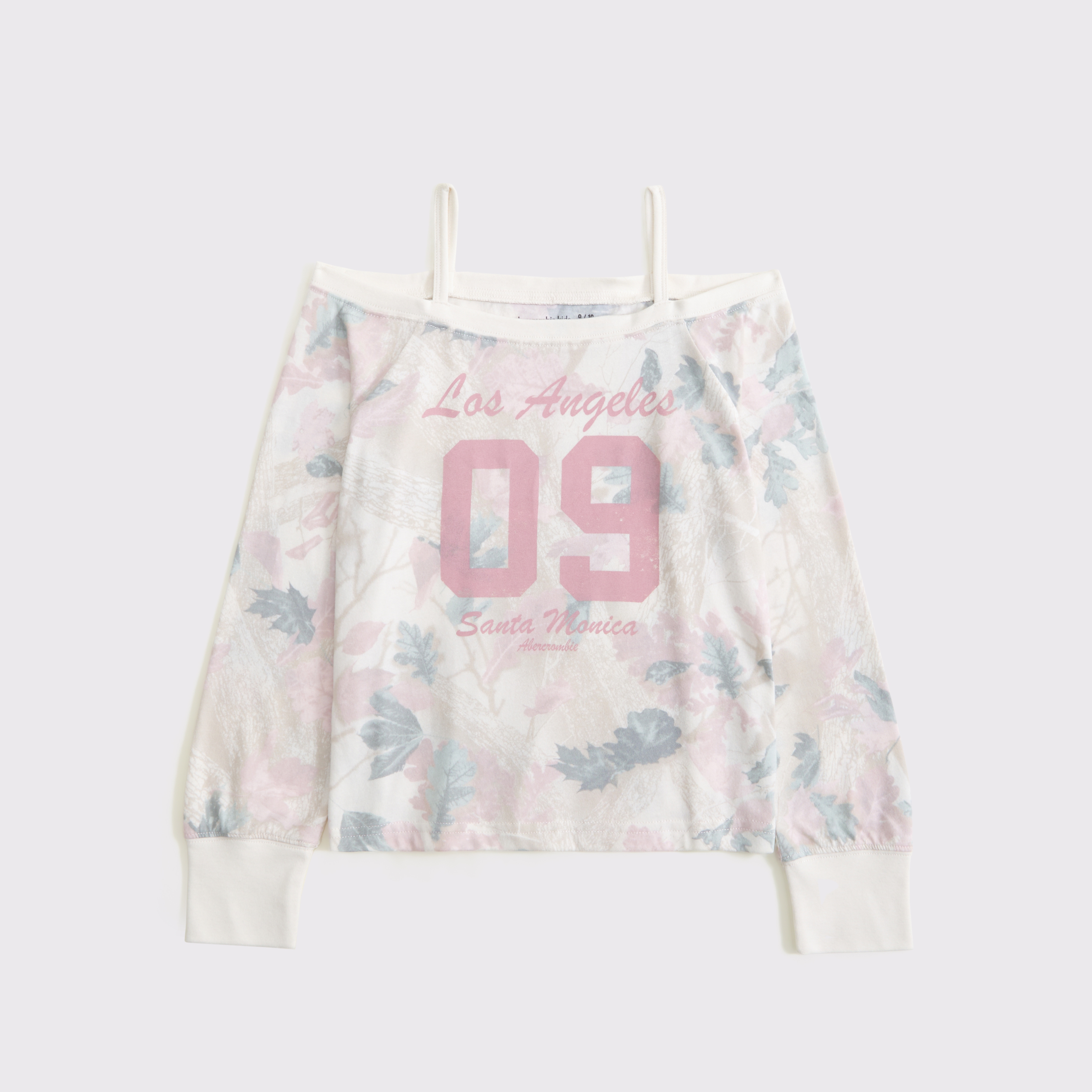 Abercrombie & Fitch Kids' Long-sleeve Off-the-shoulder Graphic Tee In Pink